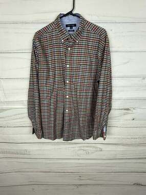 Tommy Hilfiger Classic Fit Plaid Button Down Shirt Size Large